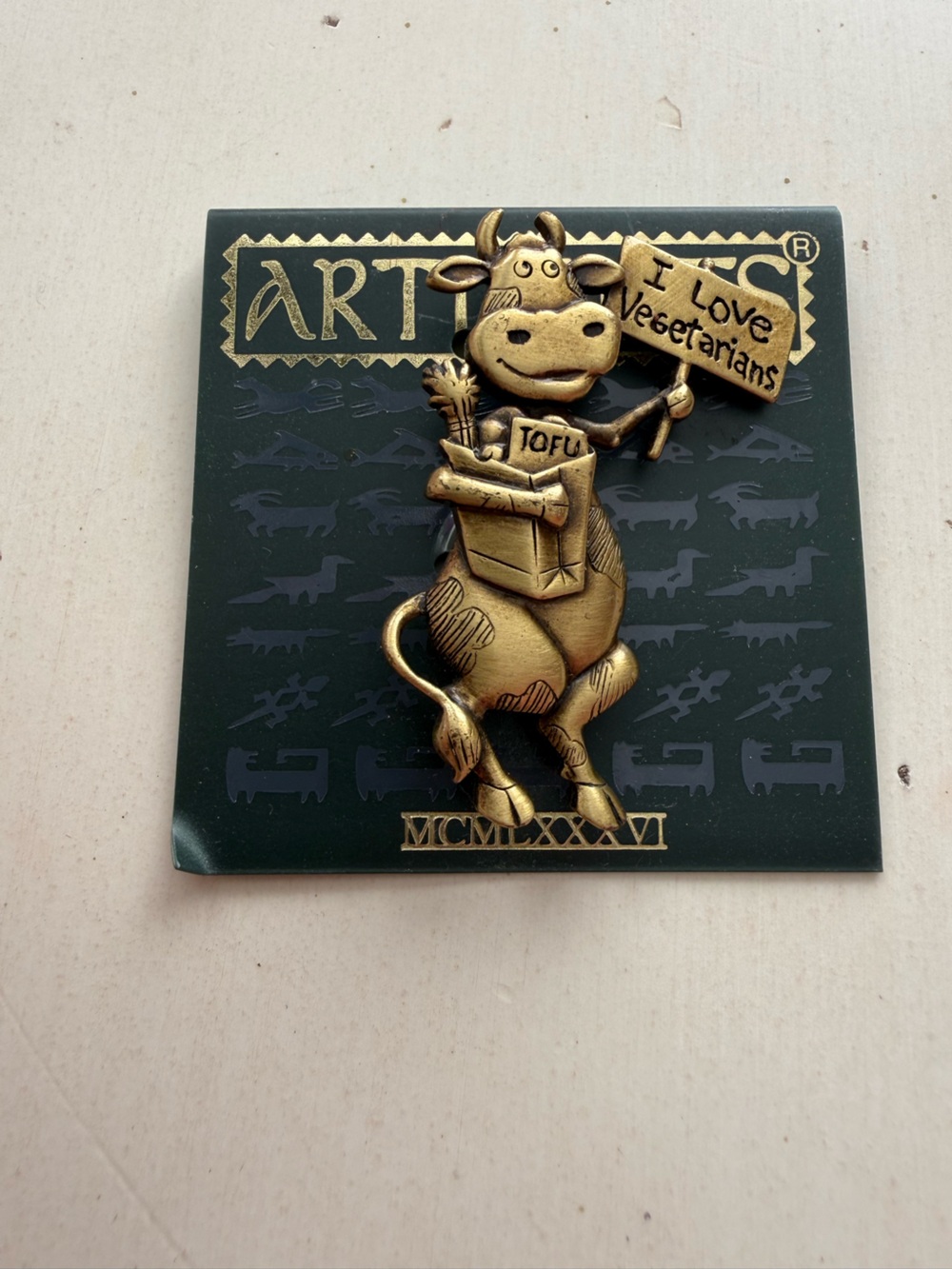 Brass Tofu Cow Wall Decor - Gold
